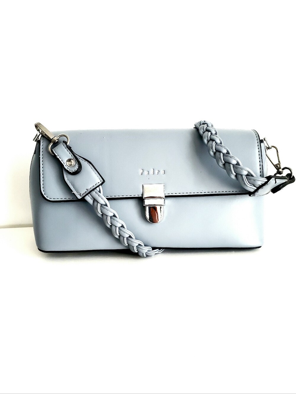 Light Gray Braided-Strap Shoulder Bag